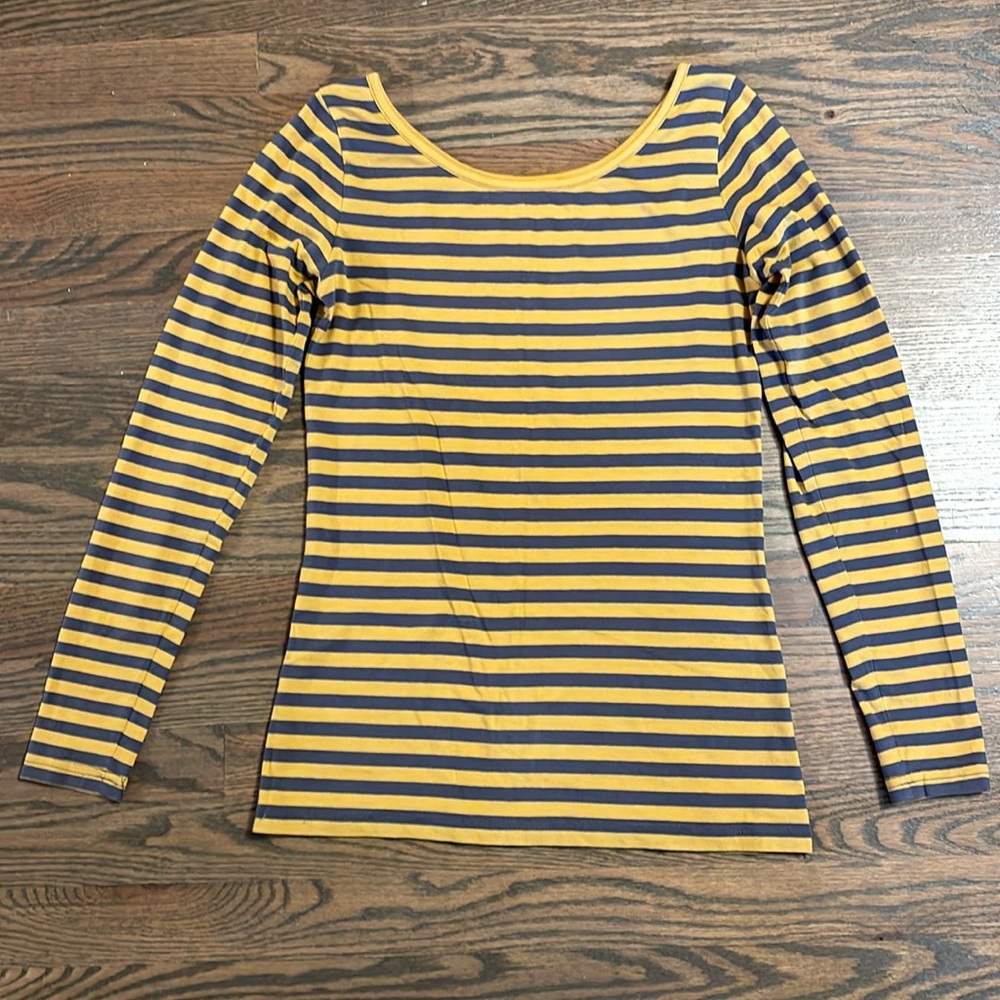 Matilda Jane Paint by numbers Tee sz XS Long Sleeve Top yellow Striped